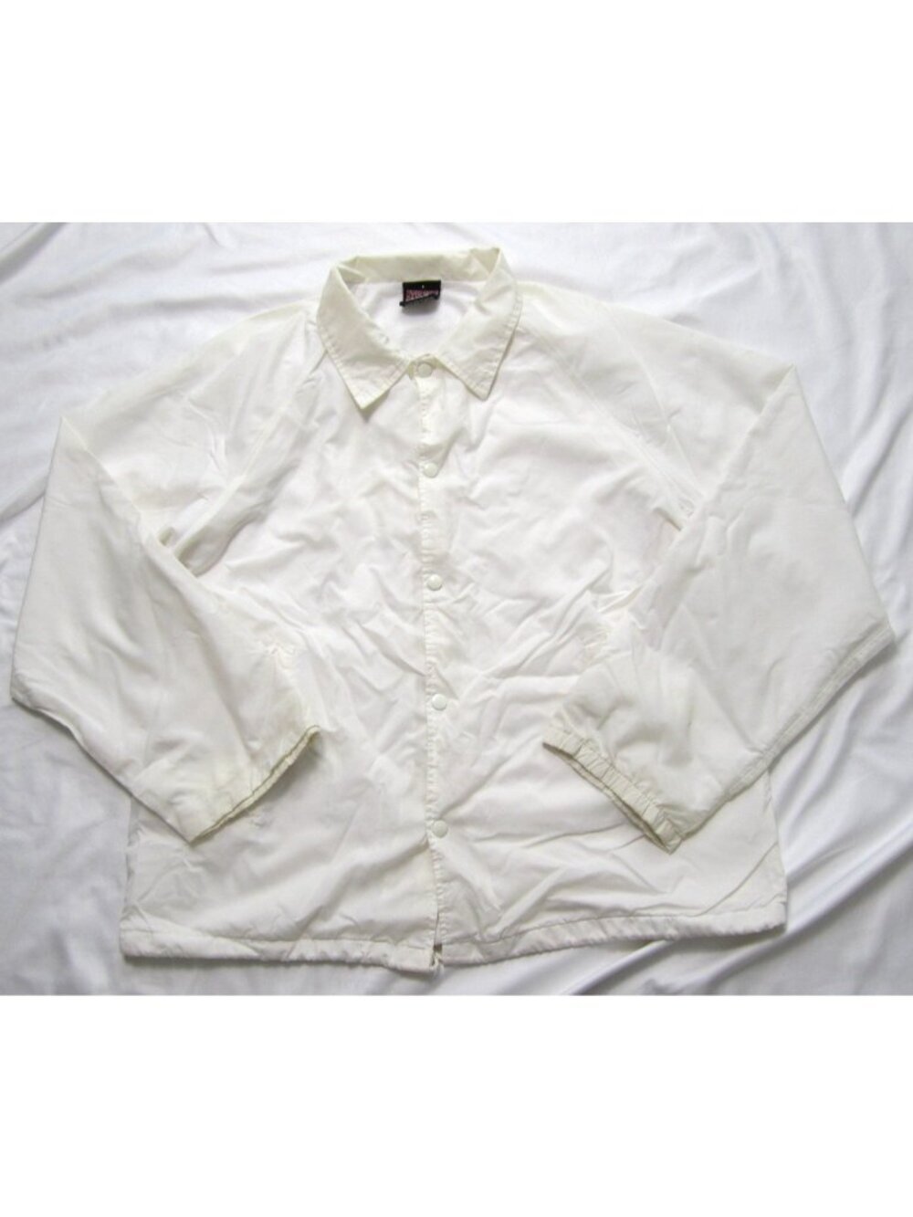 Vtg 90s Athletic Works Coach Jacket Men Sz L White Made in USA Snap (MJ104)